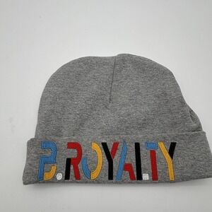 B.ROYALTY Beanie Hat Mens One Size Gray Knit Cuffed Stretch Winter Casual